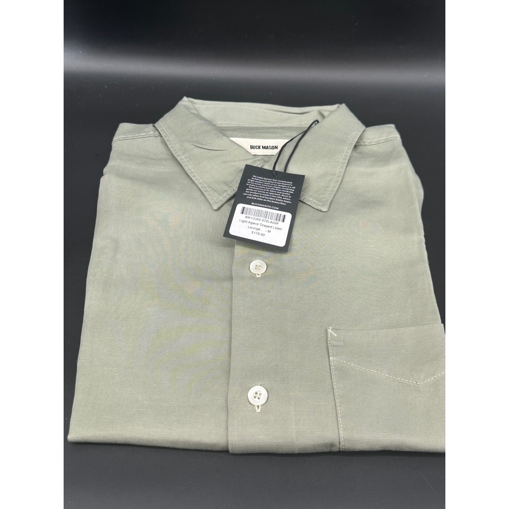 Buck Mason Light Agave Draped Linen Lounge Shirt Mens Medium Green BM13368 NEW